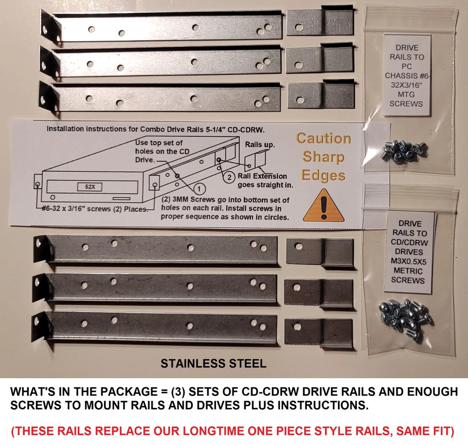 COMPAQ DESKPRO-PROLINEA-PROSIGNIA DRIVE RAILS COMPAQ STYLE 5 1/4" 3 SETS NEW USA - Image 2 of 4