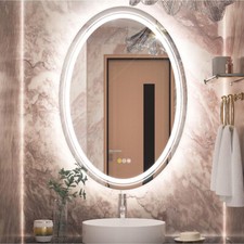 Dual Illuminated LED Oval Bathroom Vanity Mirror Anti-fog HD Hotel Makeup Mirror