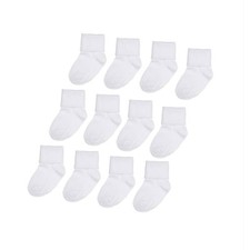 Infant Newborn Baby Boys Girls 0-6 Months White Solid Socks 6 12 PAIR NEW