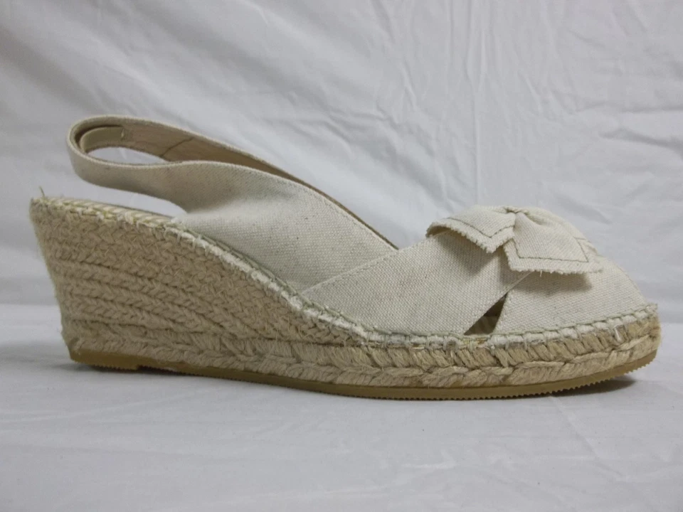 Vidorreta EU 41 US 10 10.5 Natural Punta Abierta Cuñas Nuevos Zapatos para Mujer Nuevos sin Caja Foto 3 de 4