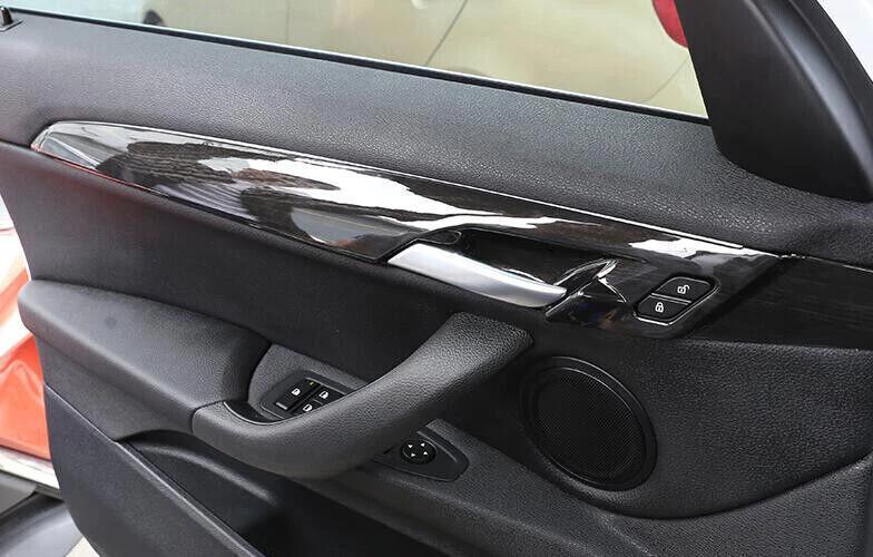 Tira de cubierta de panel de puerta interior de grano de madera negra apta para BMW X2 F39 2018-2021 Foto 3 de 4