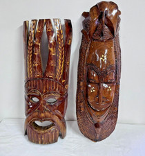 Maschere Africane intagliate su legno, sculture etniche