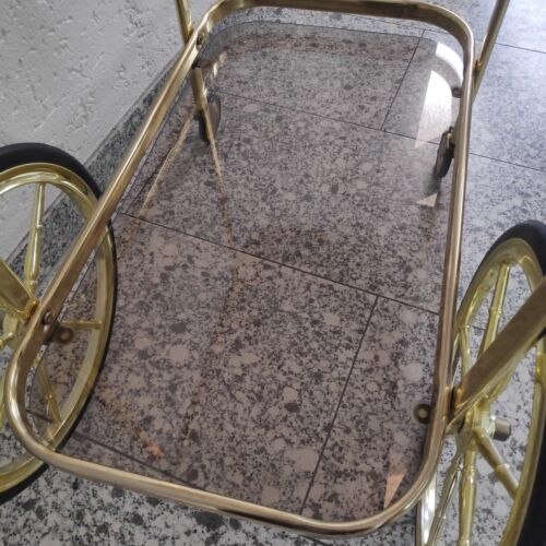 Servierwagen Mid Century Teewagen Vintage Goldfarben Barwagen Rauchglas Retro - Bild 5 von 18
