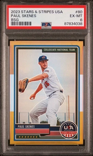 2023 Panini Stars & Stripes PAUL SKENES BRONZE SILVER GOLD PRIZM #80 PSA 6 EX-MT
