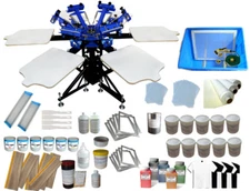 6 Color Silk Screen Printing Kit Full Set Hand Tools & Liquid  6 Station Press