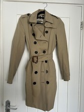 Authentic Burberry Trenchcoat Size Uk 6 In Camel With Leather Straps Details