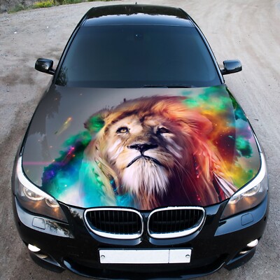 Car Hood Wrap Decal Vinyl Sticker Full Color Graphic Lion Abstract Fit Any Car
