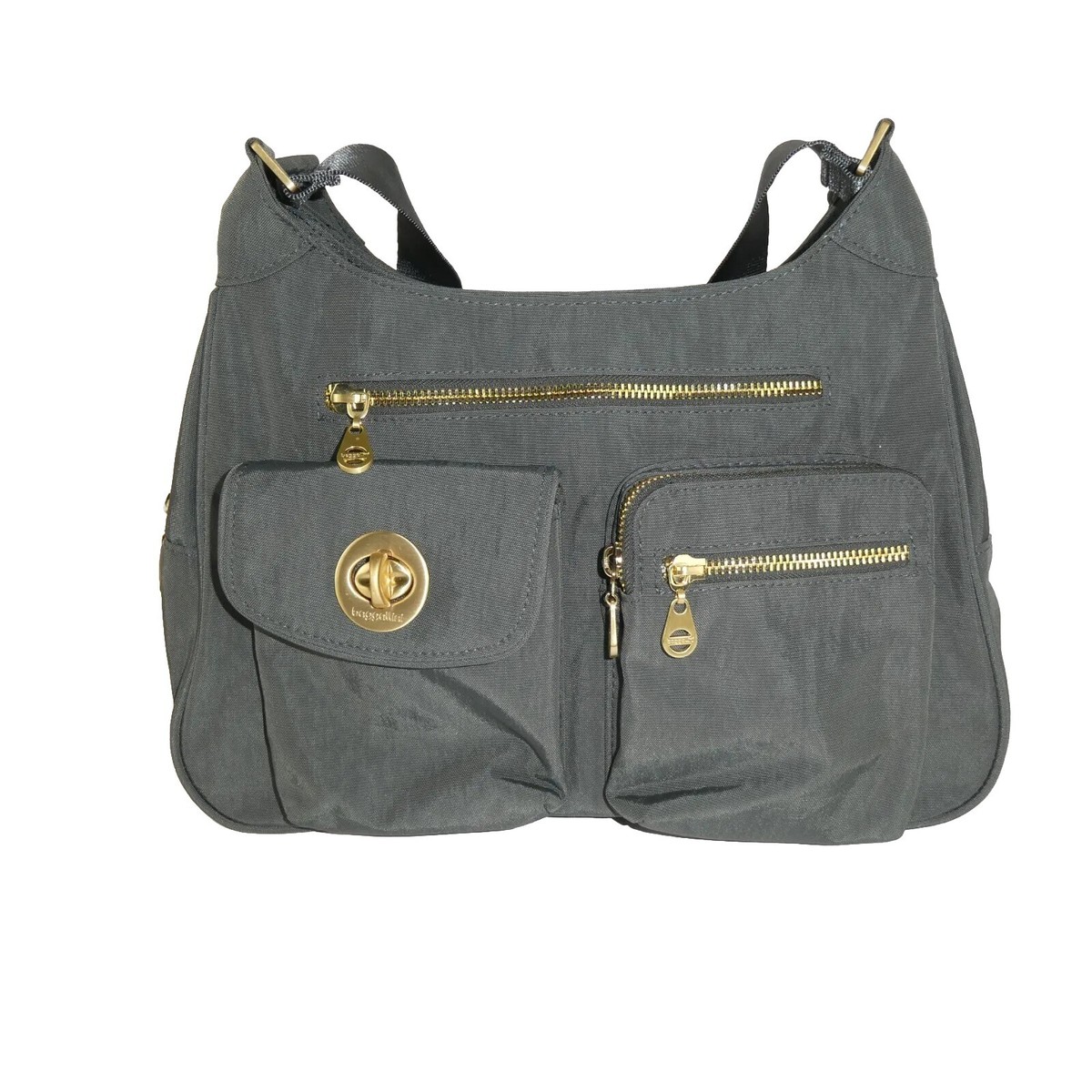 Baggallini Sydney Gray Nylon Zippered Crossbody Travel Bag