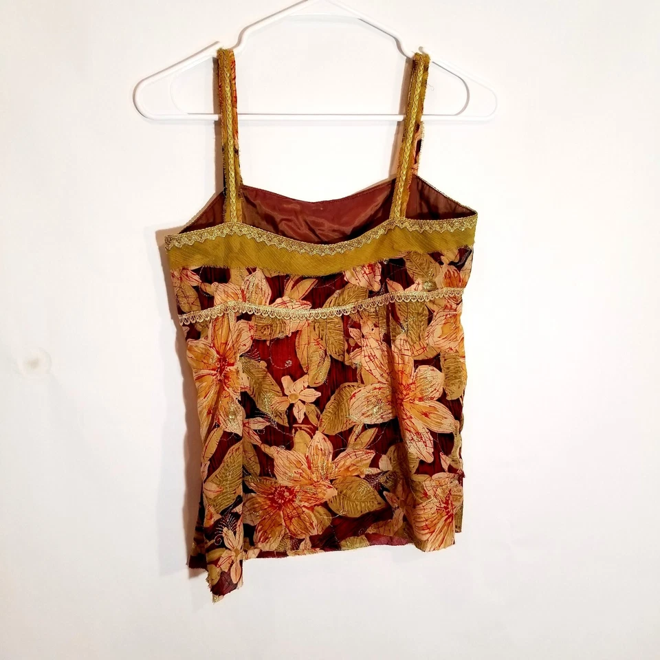 Camiseta sin mangas Cynthia Steffe para mujer 4 encaje metálico bordado con cuentas algodón floral Foto 3 de 4