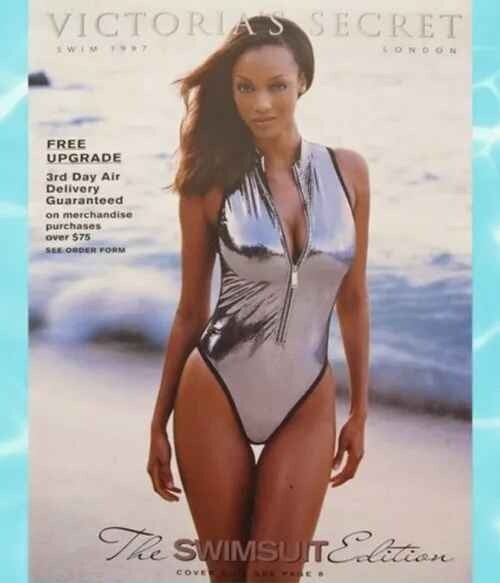 Speedo Vintage Women sparkling Silver Swimsuit Tyra Banks