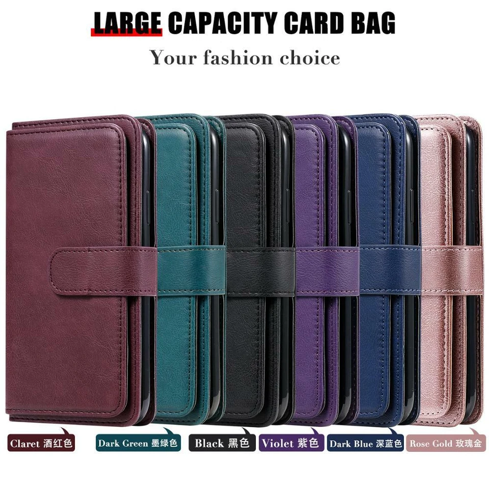 For Various Models New Multifunction 10 Cards Flip Wallet PU Leather Case Covers - Image 3 of 4