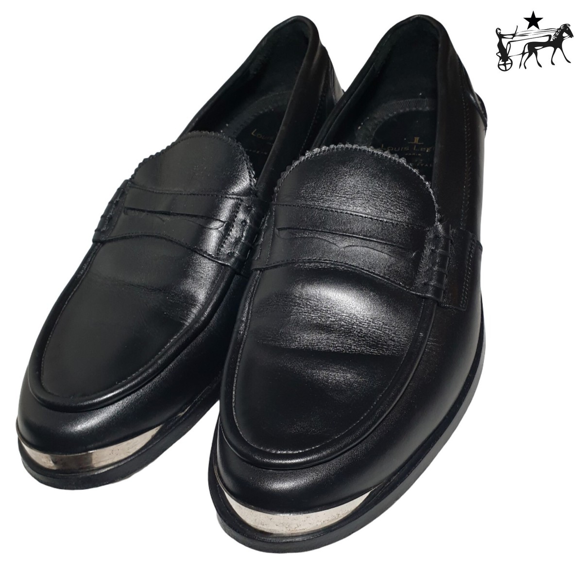 Louis Leeman Loafers Shoes Slip On Black Made in Italy Mens Size 