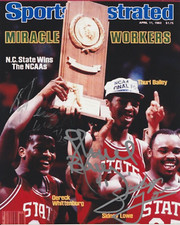 Thurl Bailey Sidney Lowe Derreck Whittenburg Autographed 8x10 NC State I209