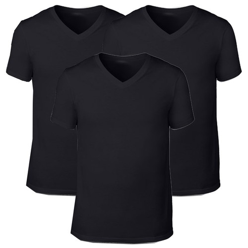 Bonds Multi Pack V Neck Raglan Blank Plain Basic Mens Black T‑shirt Tee Top - Picture 6 of 8