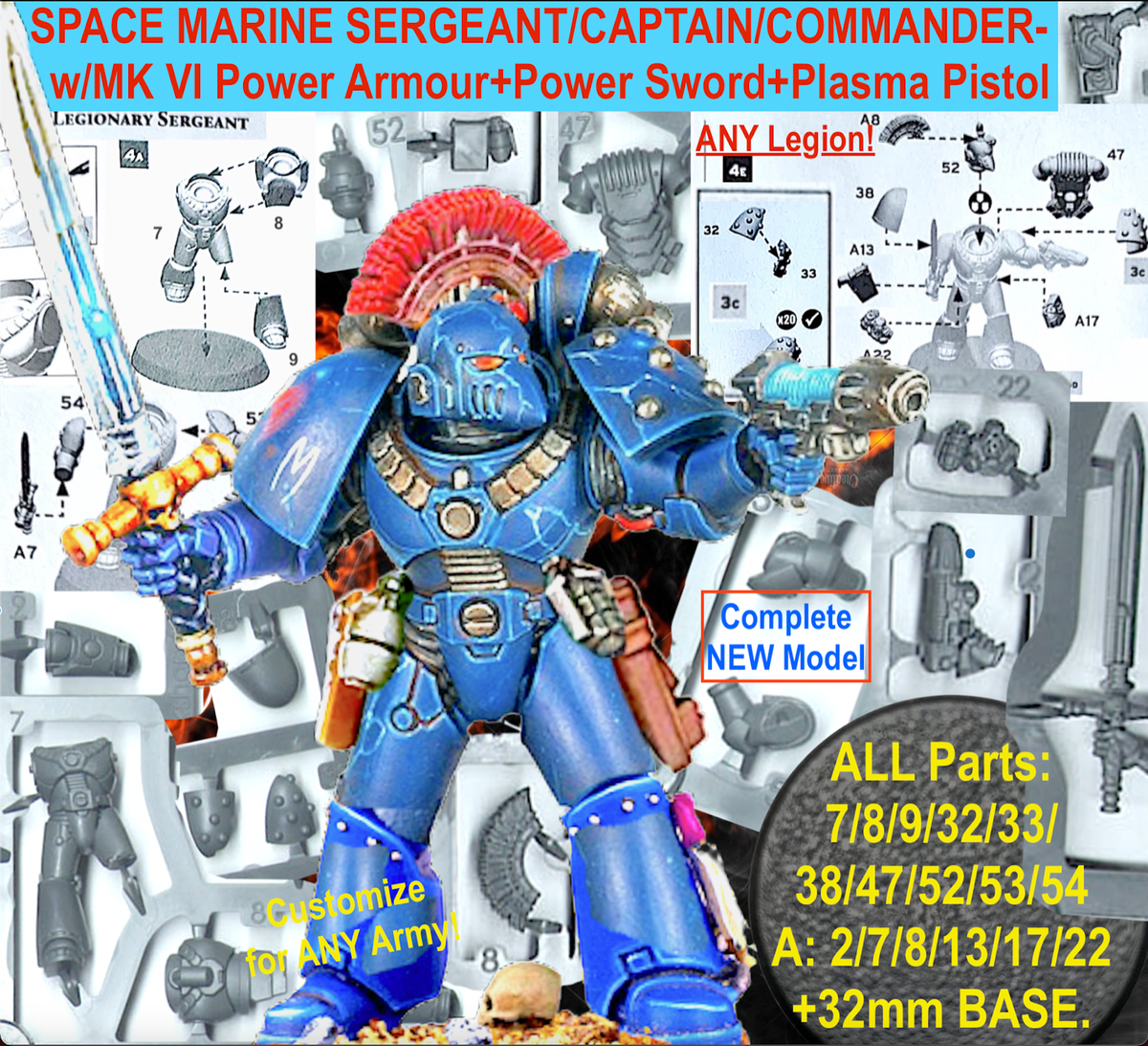 Sergeant/CAPTAIN Mk VI SPACE MARINE~ALL CHAPTERS~GW~Games Sergeant/CAPTAIN Mk VI SPACE MARINE~ALL CHAPTERS~GW~Games