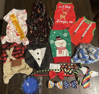 Small Dog Bundle Clothes Collars Hat Bow Tie Christmas Halloween Puppy