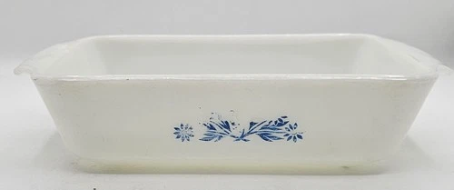 FIRE KING ANCHOR HOCKING MILK GLASS 1 QT CASSEROLE DISH BLUE CORNFLOWER #441 USA