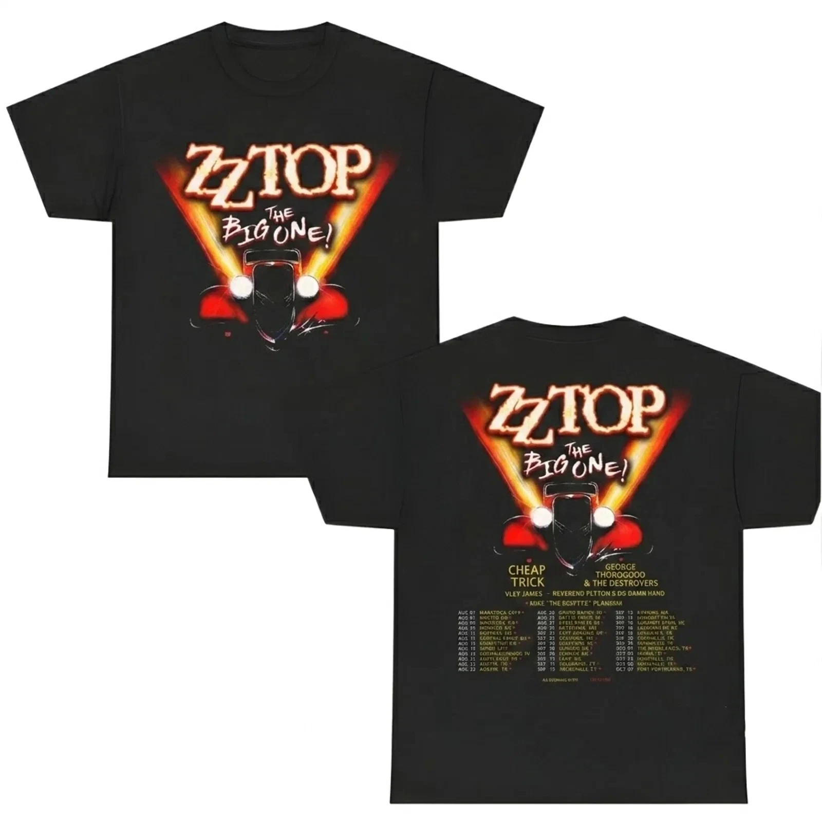 ZZ Top Big One Tour 2026 Dates Two Sided Graphic Tee Unisex Cotton