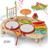 Montessori Dino Schlagzeug Xylophon Holz 8 In 1 Kinder Musikspiel