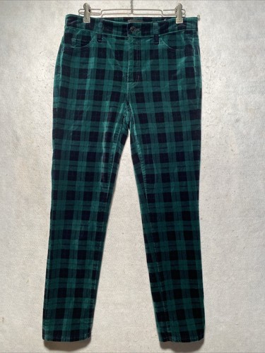 Talbots Womens Pants Green Black Sz 4 Plaid Velveteen Punk Goth Dark Academia