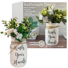 Wash Your Hands Mason Jar, Hand Painted and Distressed Mason Jar Decor, Pint ...