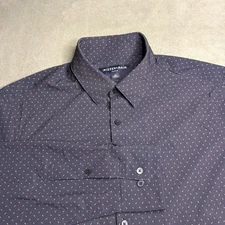 Mizzen+Main Shirt Men Medium Navy Trim Fit Leeward Performance Stretch Button Up