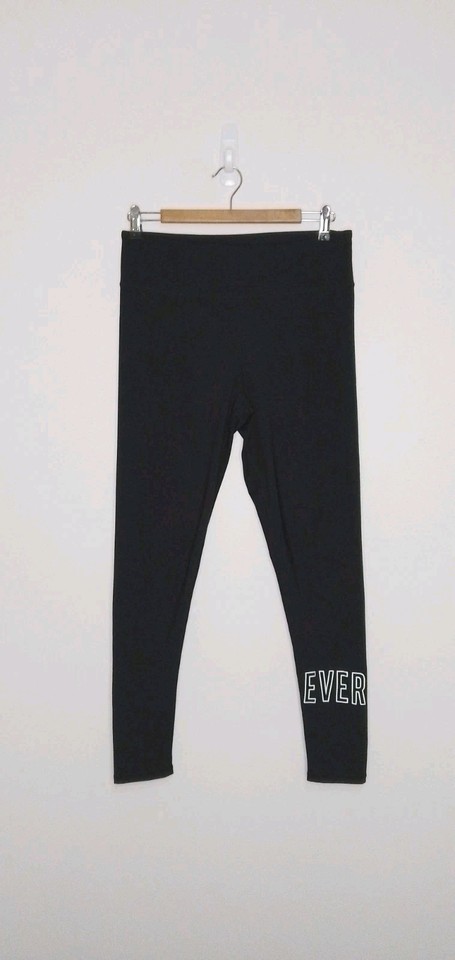 Women's Everlast Logo Black Ankle Leggings Size 14 VGC