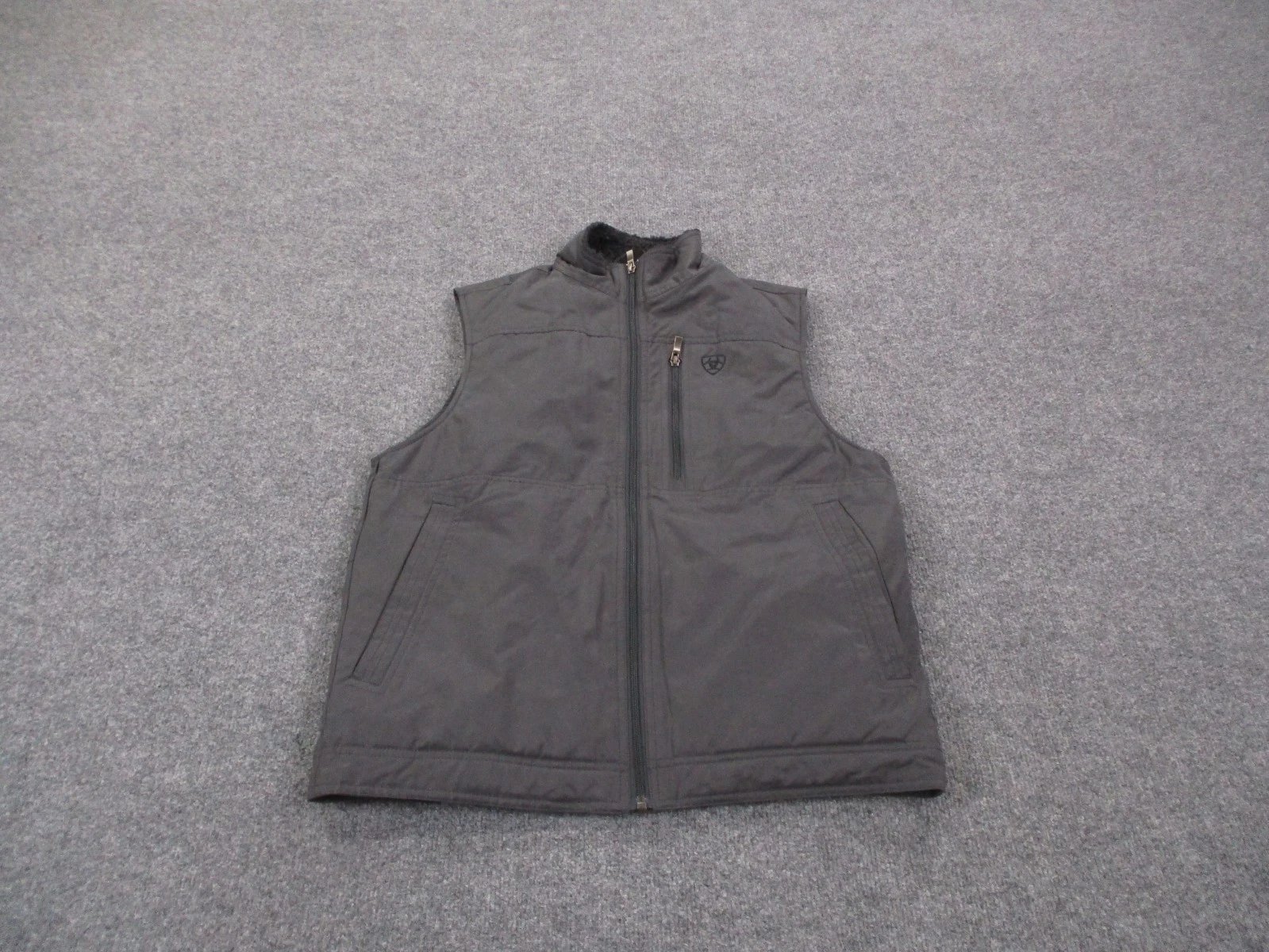 Ariat Vest Jacket Mens S Gray Puffer Quilted Lined Camping Hiking Workwear