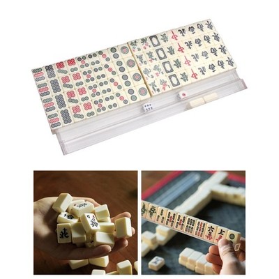 Mini-Mahjong-Set mit Aufbewahrungsbox, tragbares Fliesenspiel für Zuhause,