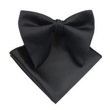 Mantieqingway Bow Ties for Pocket square:9x9"/Bow tie:4.7  3.9", Set01-black