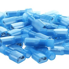 UL Listed Blue Female Spade Connector 16-14 AWG, 100 Pcs Nylon Electrical Cri...