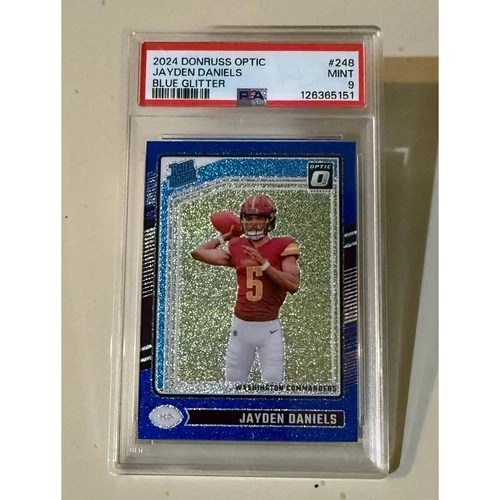2024 Panini Donruss Optic #248 Jayden Daniels Blue Glitter Rated Rookie PSA 9