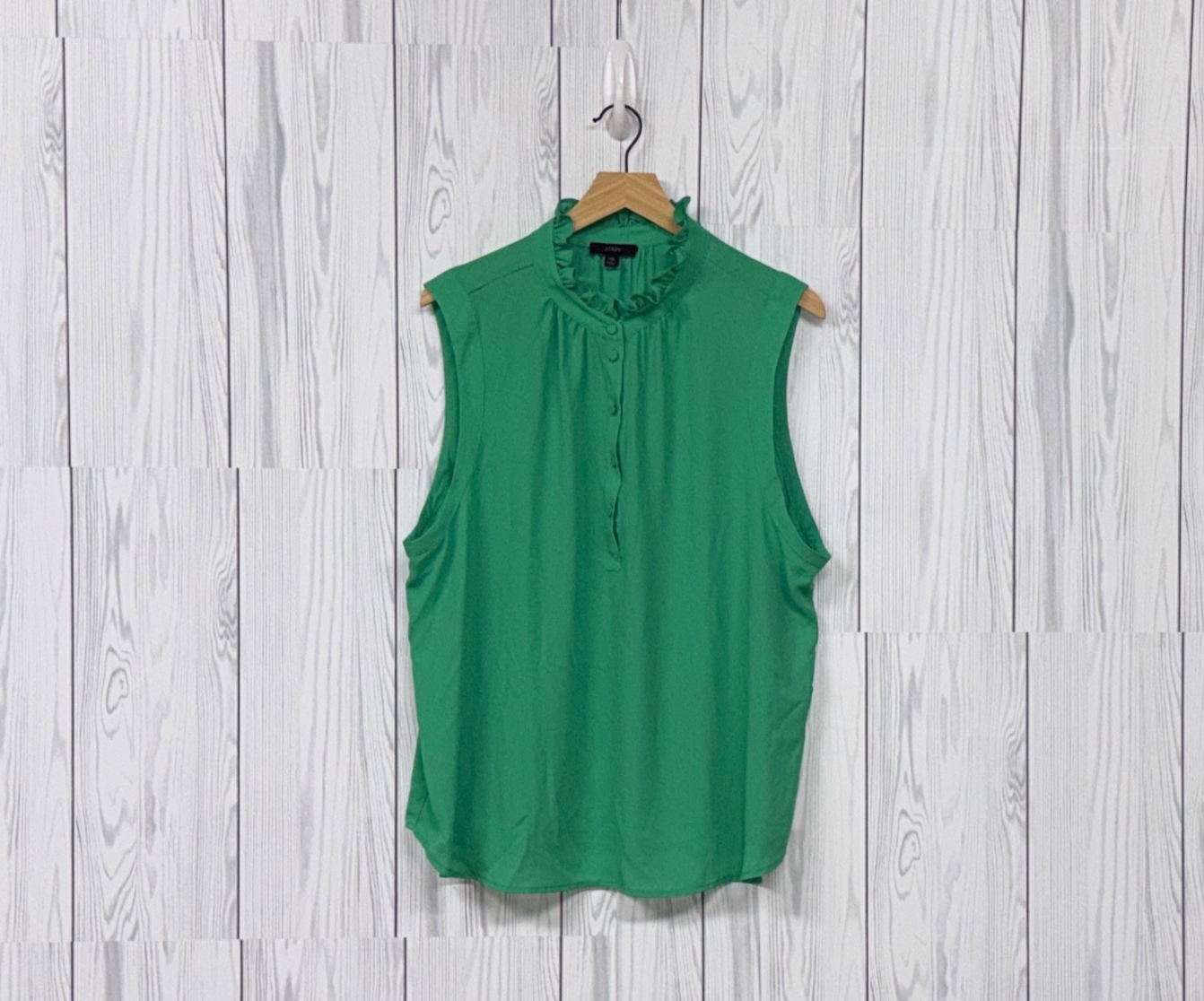 J Crew top womens size XXL sleeveless blouse solid green pullover
