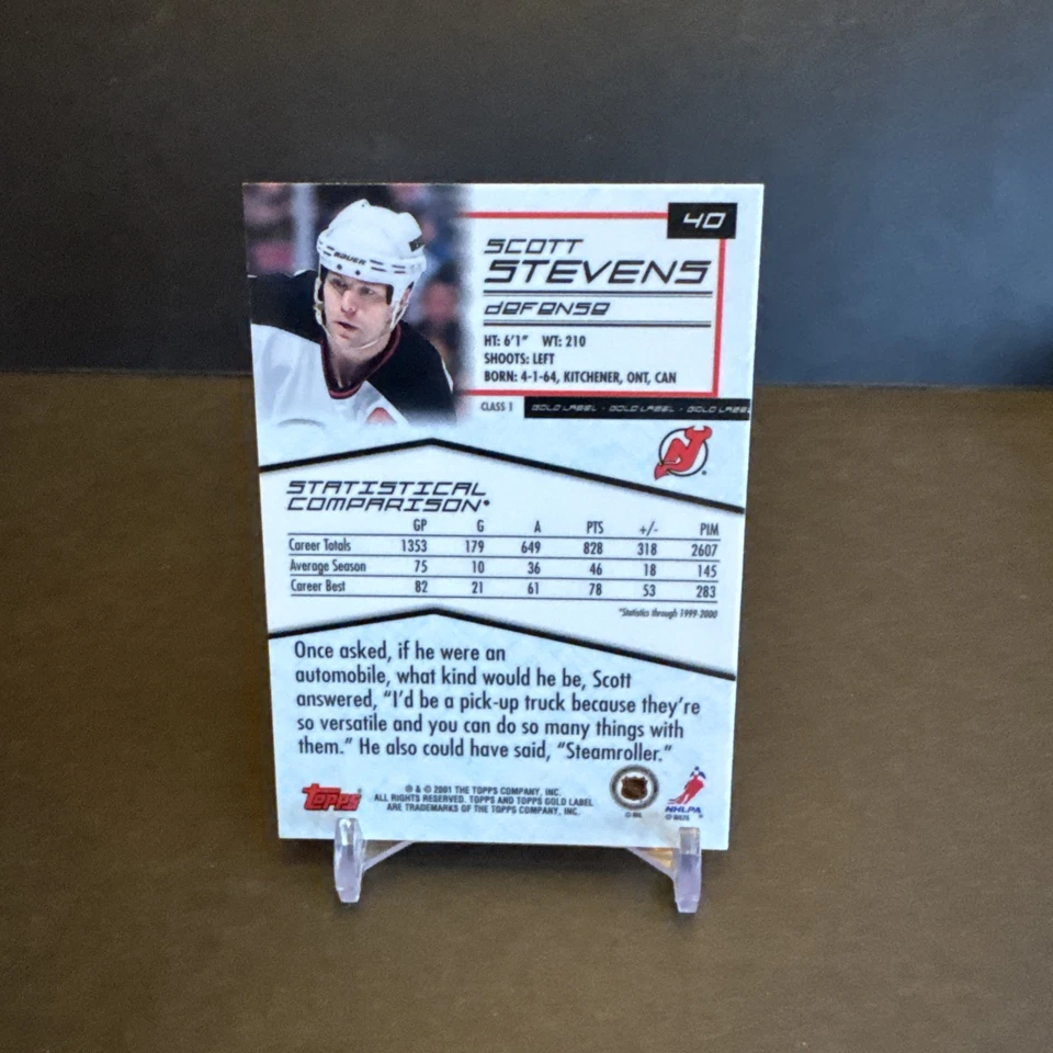 2001 Topps GOLD LABEL Hockey #40 Scott Stevens EX/NM - Image 2 of 2