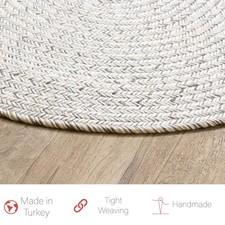 Ivory Braided Rug - Reversible Solid - Indoor Outdoor Kitchen Rug