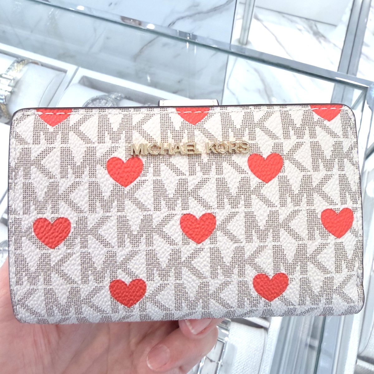 Michael Kors Jet Set Travel MD Bifold Zip Coin Card Wallet MK Logo