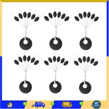 720pcs Fishing Rubber Bobber Stoppers, 6 in 1 Bobber Stops, Black Oval Floats...