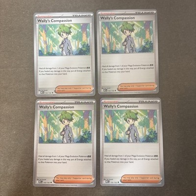 4x Playset Wally's Compassion 132/132 ME01: Mega Evolution (MEG) Pokemon TCG NM