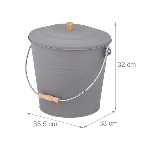 Asemmer Kolenemmer met hengsel BBQ as-emmer 1,2 kg Grijs Asemmer met deksel - Afbeelding 4 van 9