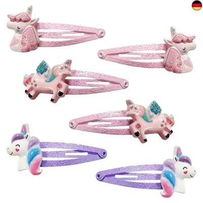 CRIVEPLE Haarspangen Kinder, 6 Stück Mädchen, Einhorn Haarspangen für Glitzeriges Au