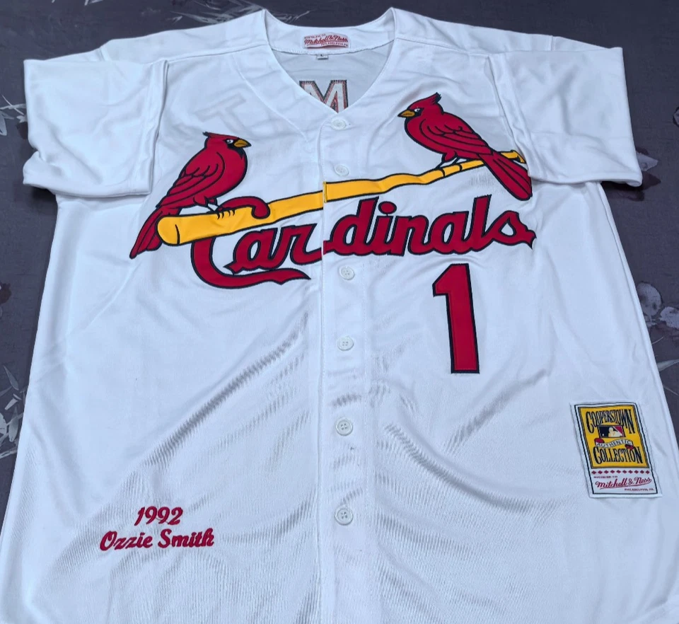 Jersey cosido blanco retro vintage Ozzie Smith #1 Cardinals. Foto 2 de 4