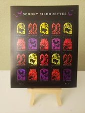 HALLOWEEN 20 USPS Forever Stamps SPOOKY SILHOUETTES Cat Ghost Spider Raven Bats