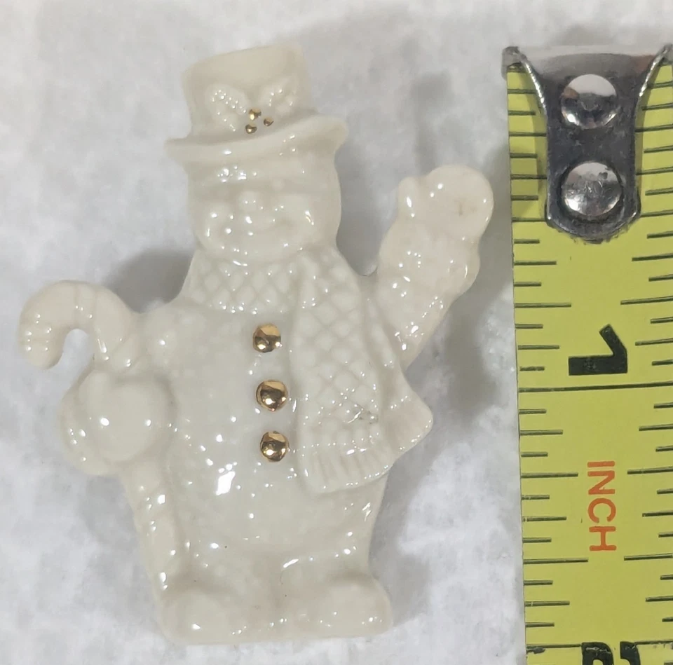 Broche muñeco de nieve de porcelana Lenox con bastón de caramelo pintado a mano DE COLECCIÓN Foto 2 de 4