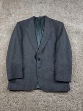Vintage Woolrich Blazer Jacket Large Mens Gray Tweed Wool Blend USA Made 