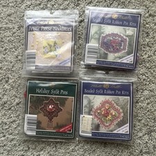 Lot of 4 Vintage 1994 Mill Hill Beaded Sylk Ribbon Pin Kits