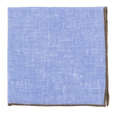 Fiori Di Lusso Blue Solid Linen Pocket Square - 12 3/8" x 12 3/8" 807 