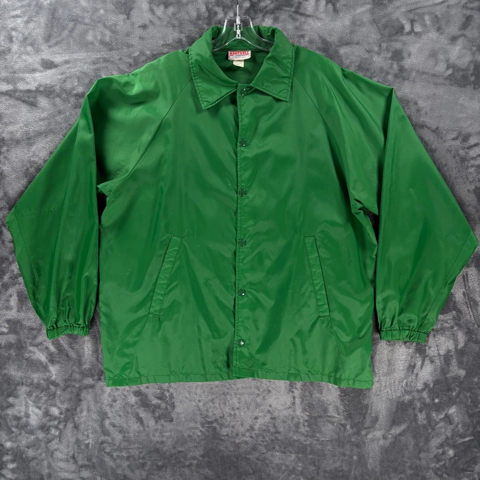 Vintage 1986 Oak Park All Stars Hartwell Coaches Jacket Green Yellow USA Men L - Image 2 of 4