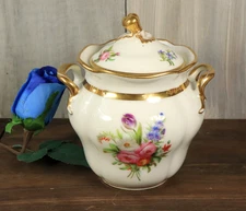 Antique French Old Paris Porcelain Candy Jar Lidded Hand Painted Napoleon III