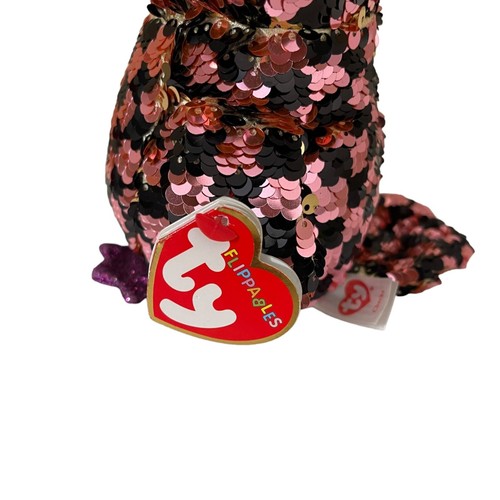 Peluche imbottito TY Flippables Checks the Bird nuovo con etichetta 6" rosa nero - Foto 4 di 9