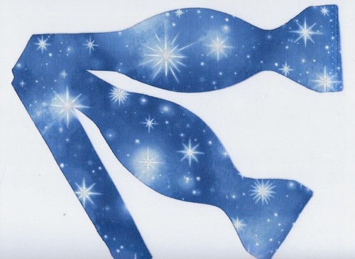 Christmas Bow tie, White Nativity Stars on a Winter Blue Sky, Self-tie Bow tie - Picture 3 of 5